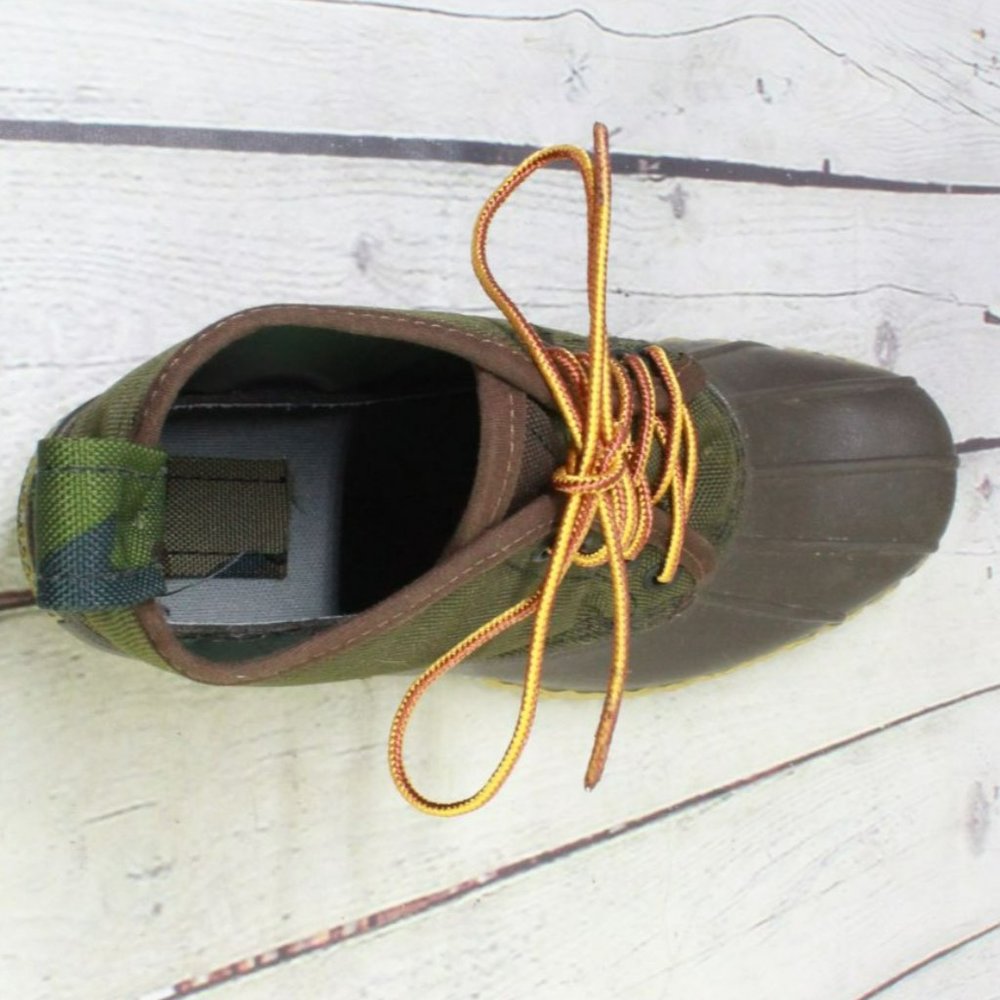 LL Bean Green Canvas Lace Up Insulated Ankle Duck Boots Size 8 M - Picture 7 of 9